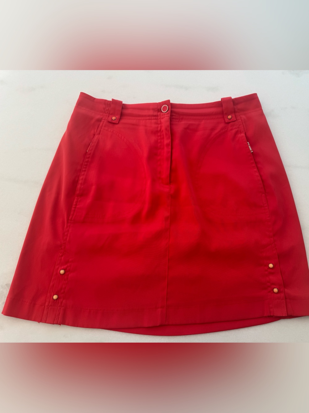 DKNY Red Golf Skirt with Snap Detail and shorts size 8